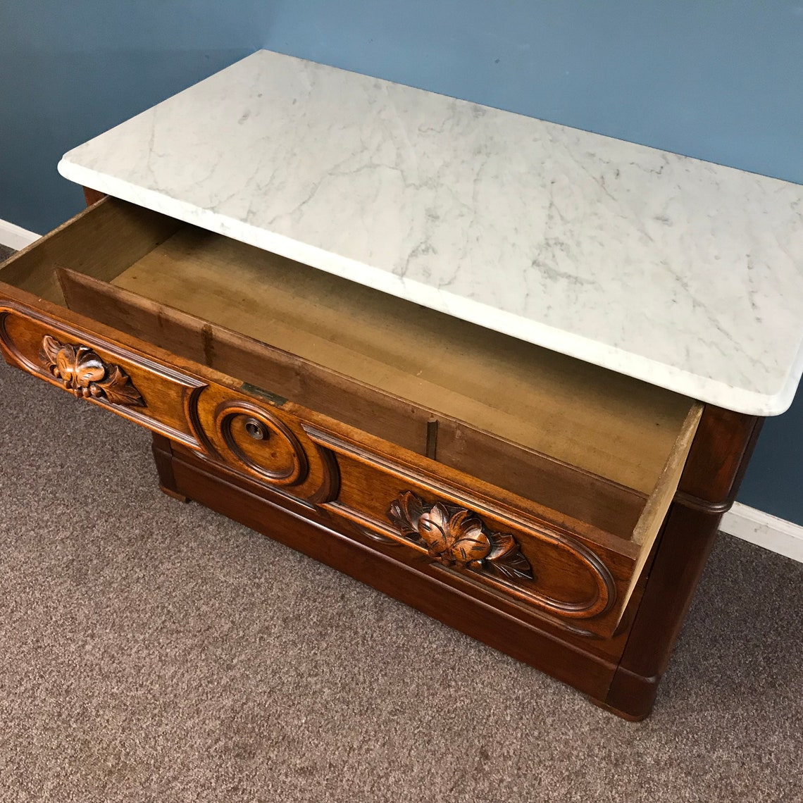 Victorian Marble Top 3 Drawer Dresser Etsy