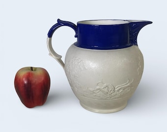 19th C. Spode Salt Glaze Hunt Scene Water Pitcher