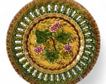 Około 1900 r. Villeroy & Boch Majolikowy talerz z winoroślą