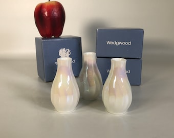 Set of 3 Wedgwood Luster ware Iridescent Swirl 3.5&quot; Perfume Bottle Portland Vase W/ Box