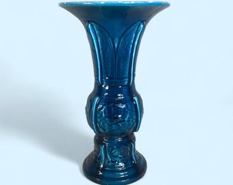 Rare French H. Boulenger & Cie Turquoise Glazed Archaistic Gu Style Vases