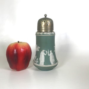 19th C. Wedgwood Green Jasperware Muffineer