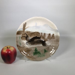 Antique French Majolica Rabbit Plates - Choisy le Roi for Higgins & Seiter