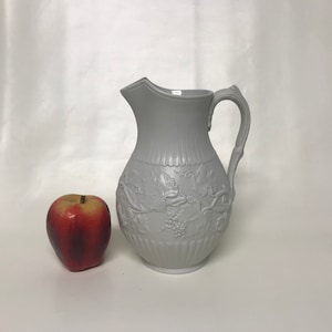 Antique 19th C English Parianware Pitcher W/ Grape Vine Decoration