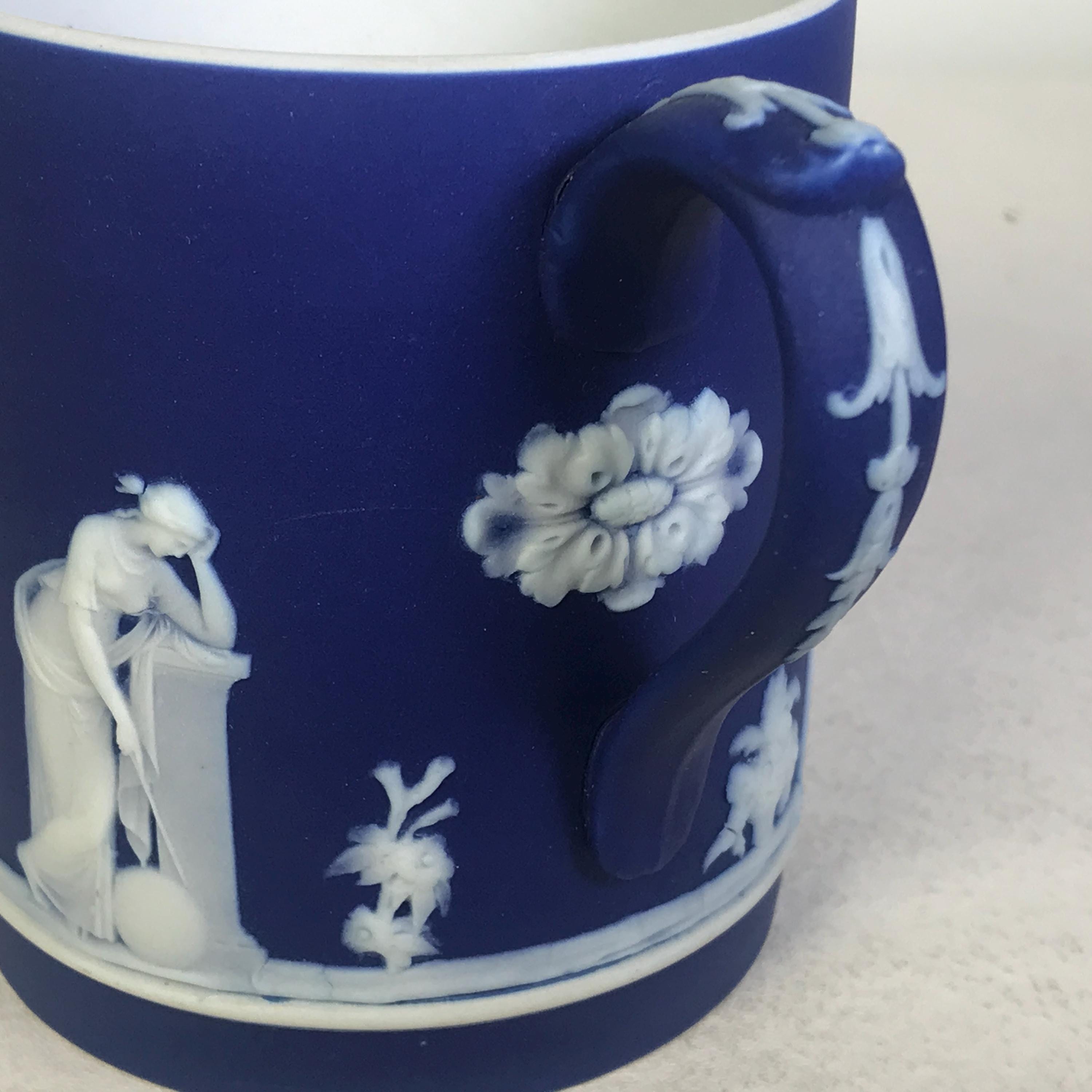 1900年頃 ウェッジウッド ダークブルー ジャスパーウェア マグカップ