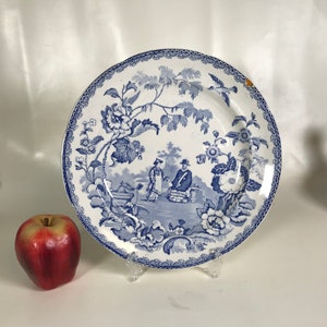 Ca. 1830 English Blue Staffordshire Transferware Plate  Opaque China Mandarin Pattern