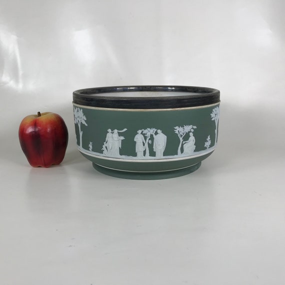 Antique Wedgwood Green Dipped Jasperware 9 Bowl Etsy