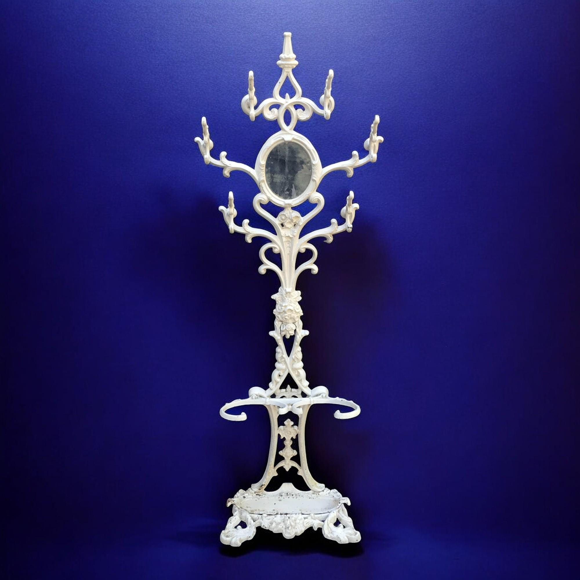 Mirror Cast Iron Hall Tree 1800's Hall Tree