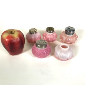 5 EAPG Peachblow Pink Glass Salt Shakers