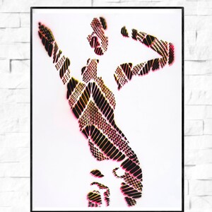 Graffiti Silhouette Mujer, Bailando Arte Impresión "Fantasma 1" Stencil Arte (Similar a Banksy), Abstracto