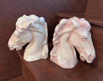 Vintage ceramic horse head bookends