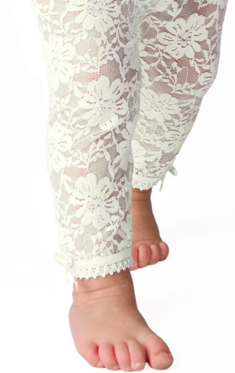 Off-White 12-24 Months Lace Leggings Toddler Girl Comfort Waist Soft No Scratch