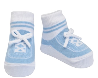 Baby Boy Socks Sneaker Shoe Design 0-12 and 12-24 Months Anti