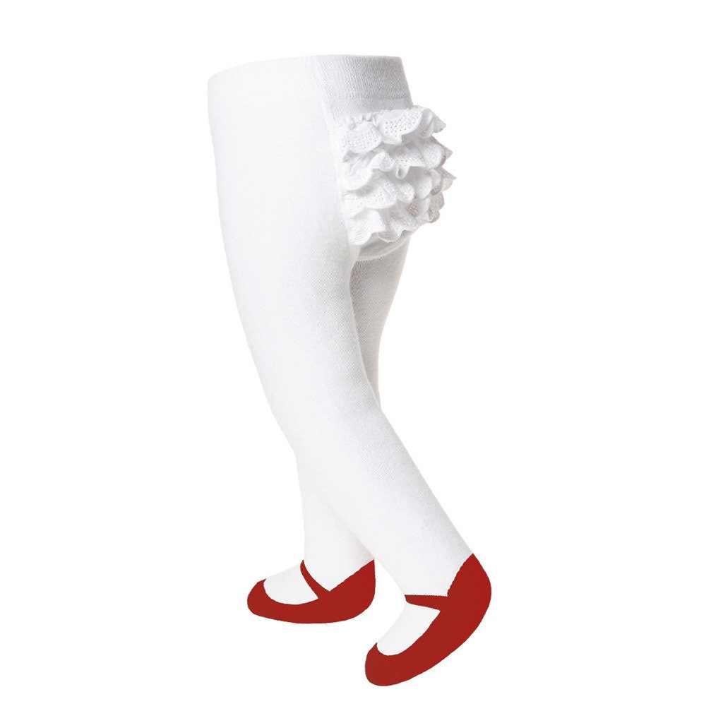Ruffle Baby  Girl Tights with Shoe-Look- 0-6M and 6-12M - Anti-slip S…