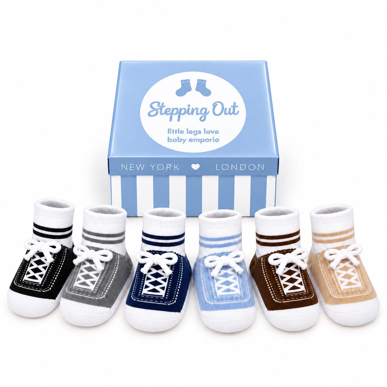 Baby Boy Sneaker Socks - Soft Cotton Blend, Antislip Soles (6 Pairs)