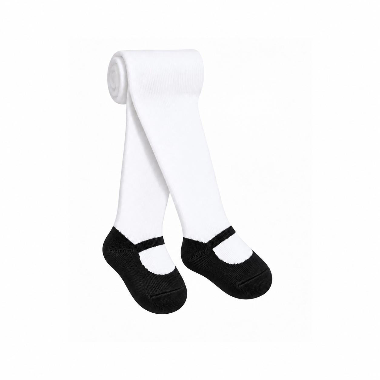Infant & Toddler Girl Mary Jane Tights with Shoe-Look- 0-6m, 6-12m - Anti-slip Soles- Soft Cotton