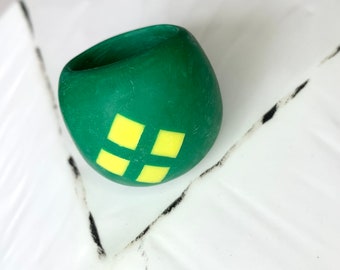 Oekraïense symbolen ring, groene en gele ring, grote verklaring keramische ring, betekenisvol geschenk