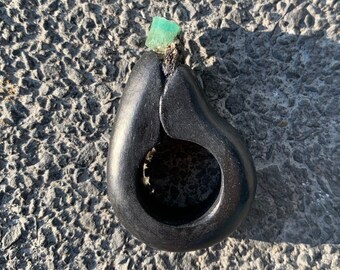 Raw Emerald ring, Brazilian Emerald on the rock in the ceramic ring