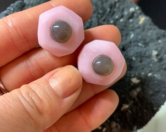 Pink cuff links, Chalcedony art cufflinks, Unique business gift, Cuff links for women, pink jewelry