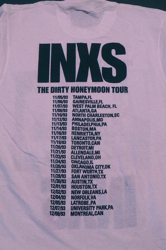 RARE Vintage 1993 INXS dirty honeymoon Tour T Shi… - image 2