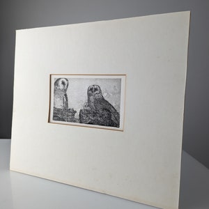 Engraving of Owls by Reinder Homan 1980