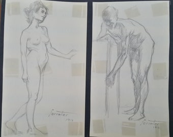 Two original drawings by Antoni FERRATER Feliu 1913