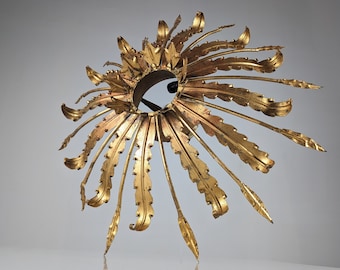 Vintage gold leaf sun lamp 1950s