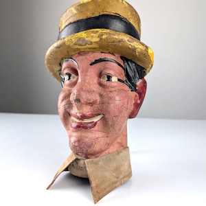 Antigua Cabeza de Madera Publicitaria de Dean Martin, Años 1950s