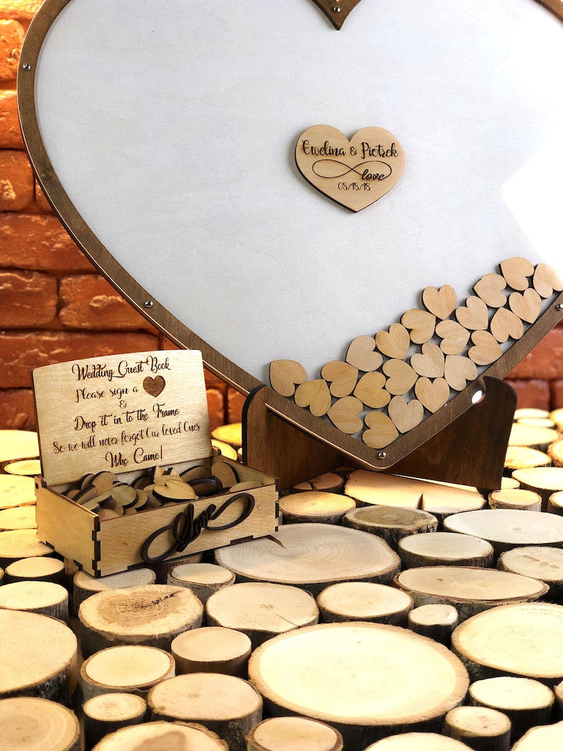 Wedding guest book drop Box Wedding Guest Book Alternative Heart Guest book Unique Wedding Sign Guest Book Hearts Drop Top Guest Book