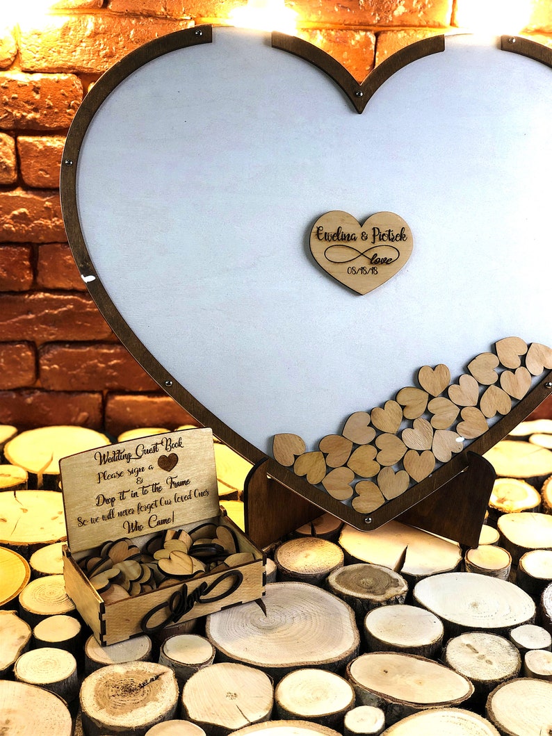 Wedding guest book drop Box Wedding Guest Book Alternative Heart Guest book Unique Wedding Sign Guest Book Hearts Drop Top Guest Book