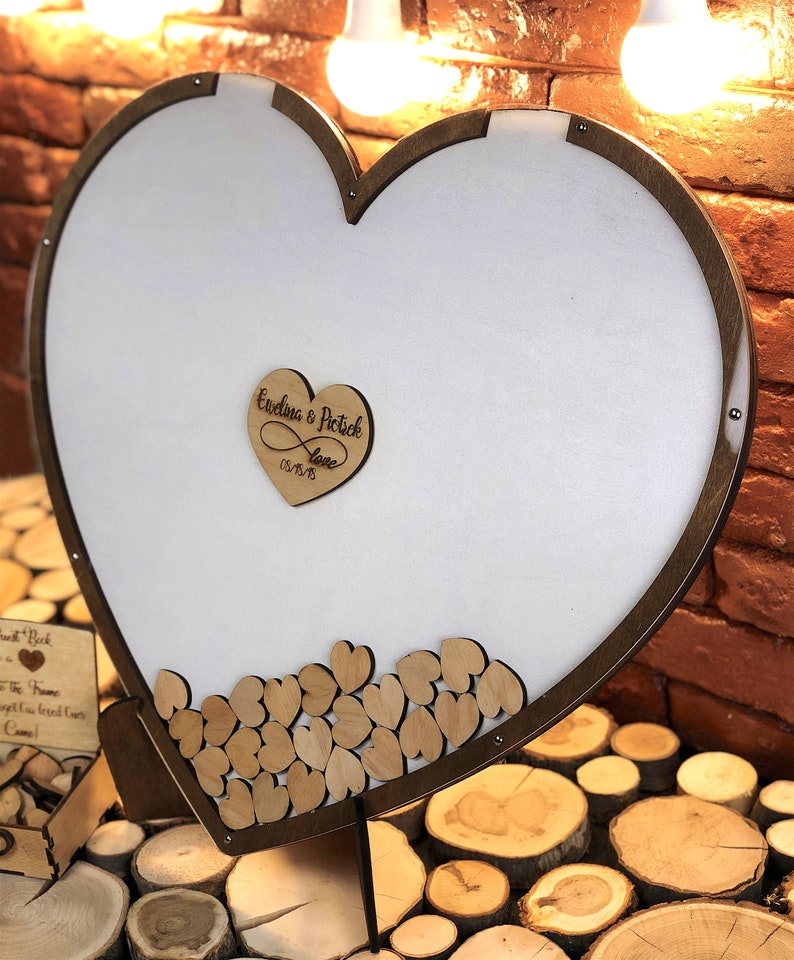 Wedding guest book drop Box Wedding Guest Book Alternative Heart Guest book Unique Wedding Sign Guest Book Hearts Drop Top Guest Book