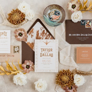 The Wrangler Suite: western wedding invitations, cowboy wedding invites, southwestern ranch stationery, custom cattle brand suite image 1