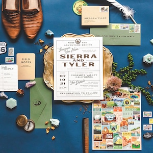 The Ranger Suite: retro national park wedding, adventure wedding stationery, vintage poster invitation suite