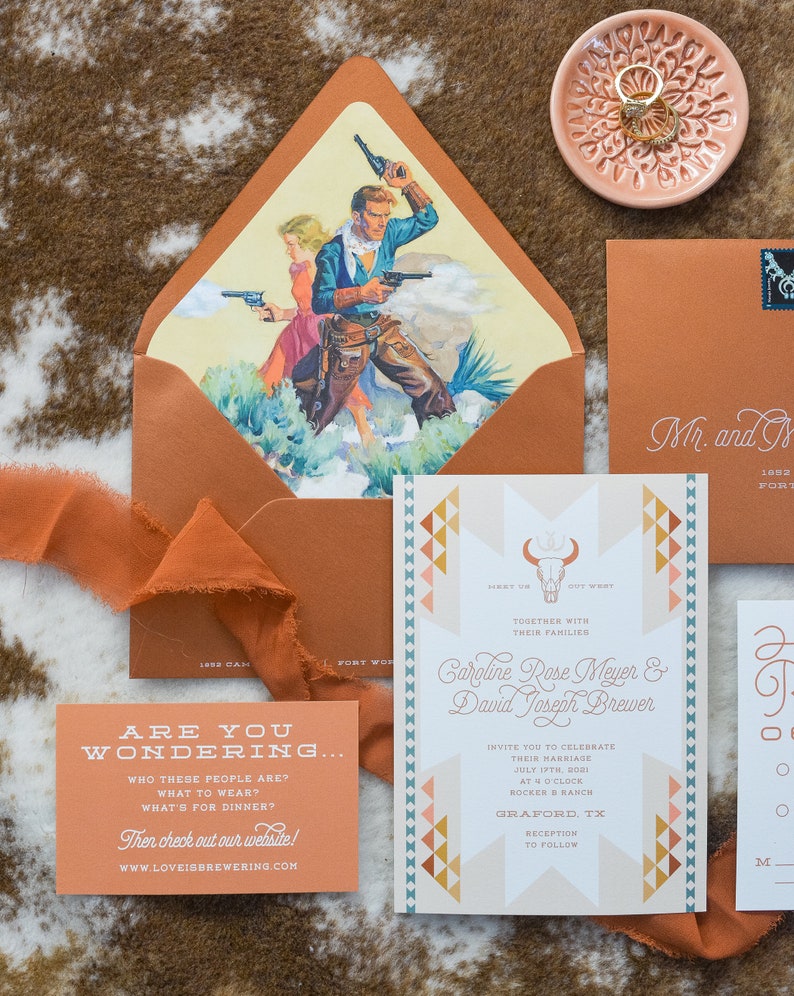 The Wild West Suite: western wedding invitations, cowboy wedding invites, southwestern ranch stationery suite, desert wedding image 4