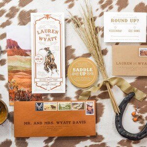 The Mesa Suite: western wedding invitations, cowboy wedding invites, southwestern ranch stationery, desert rodeo wedding