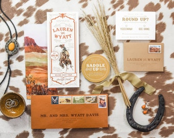 The Mesa Suite: western wedding invitations, cowboy wedding invites, southwestern ranch stationery, desert rodeo wedding