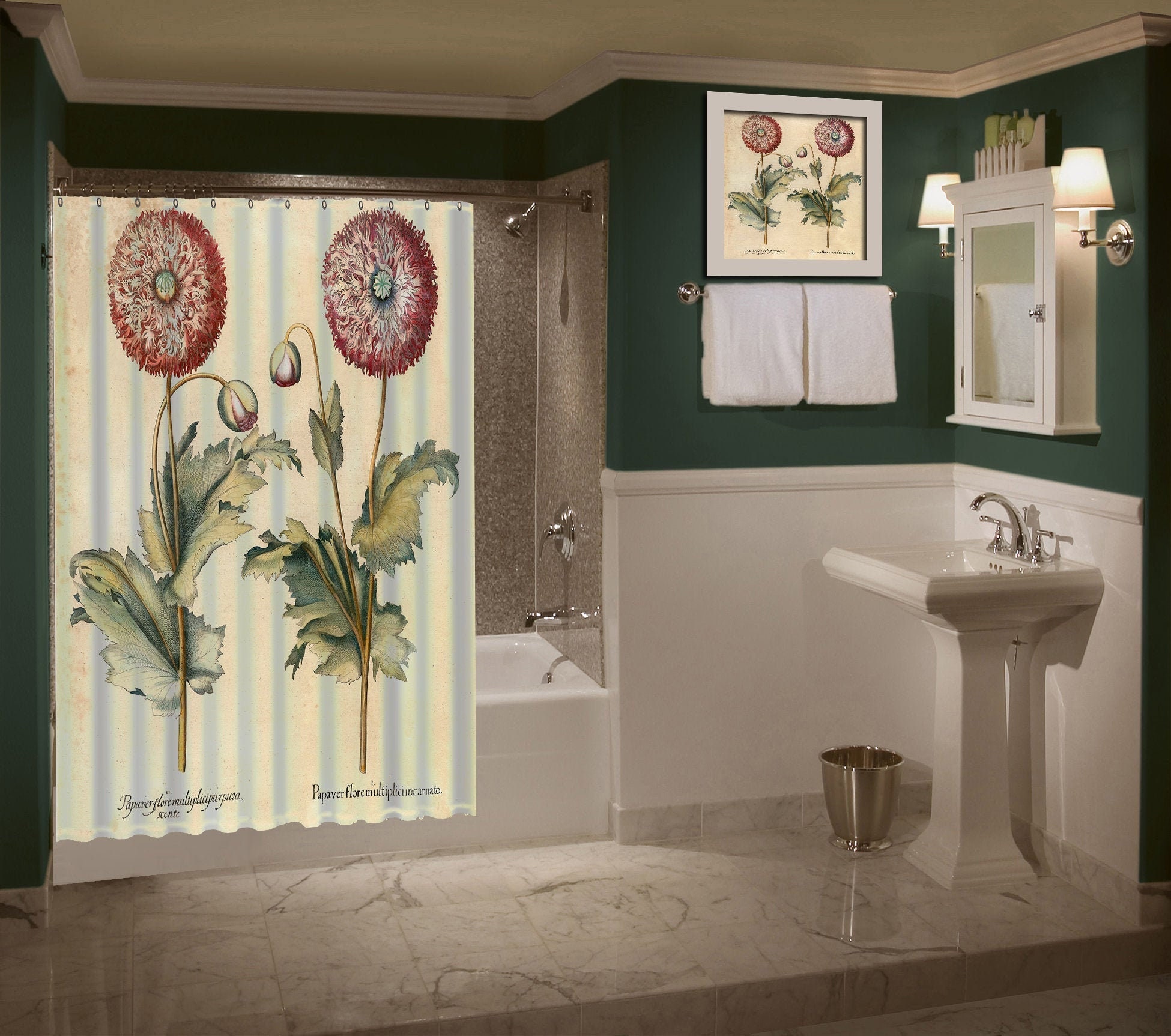 Custom Printed Shower Curtain Illustrating an 18th Century Etsy