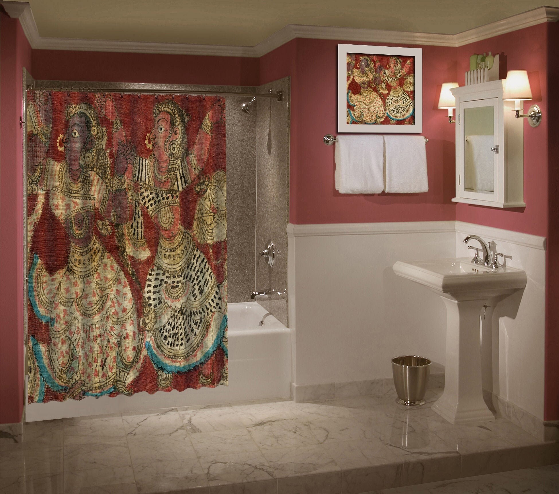 Custom Printed Shower Curtain Based on a Hand Painted East Etsy España