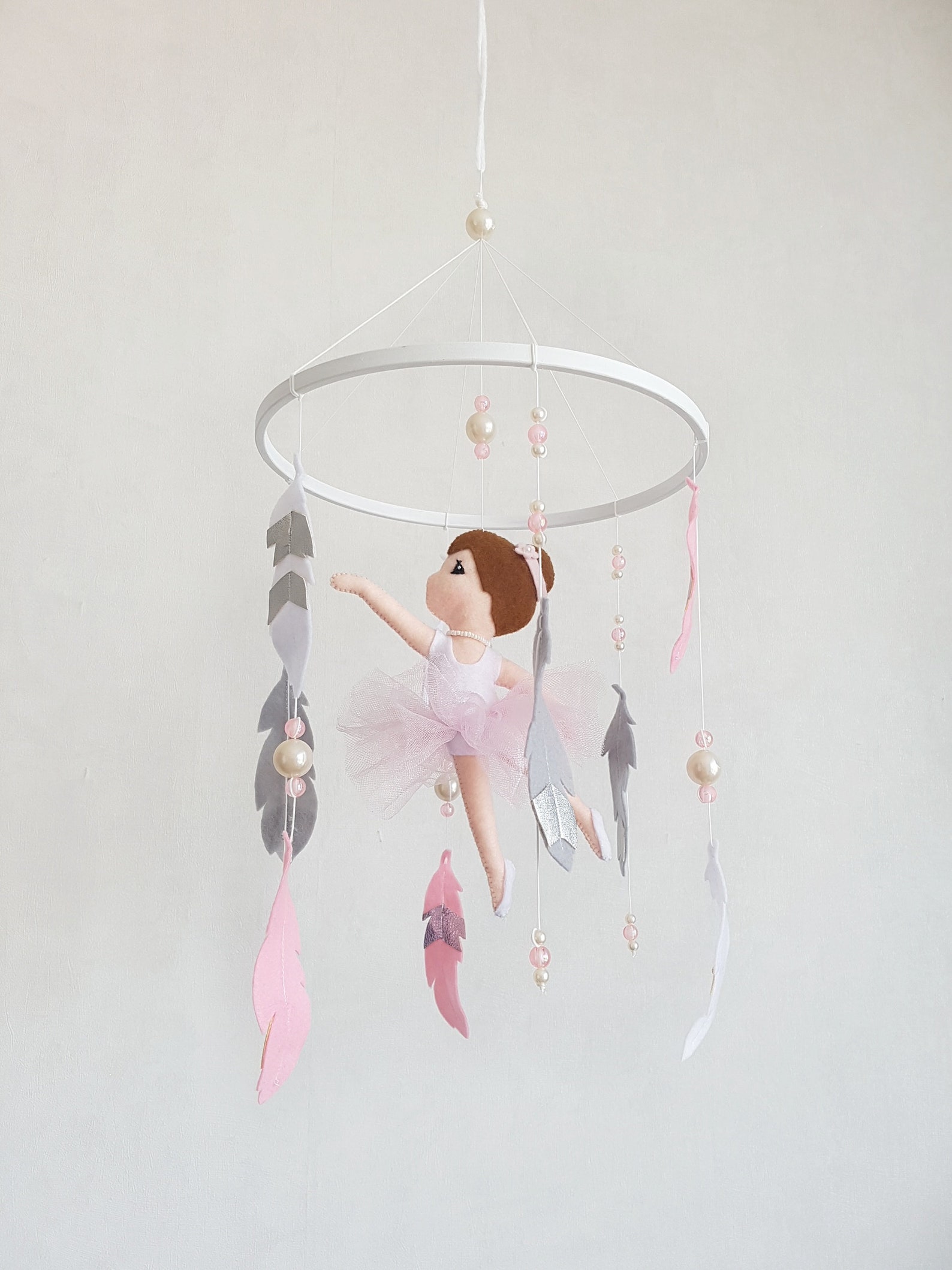 Ballerina Mobile Ballet Nursery Dream Catcher Feather Etsy