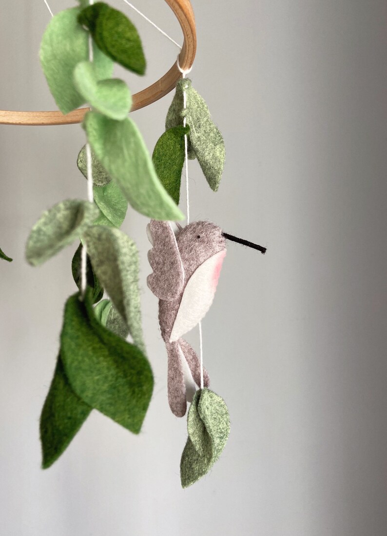 Hummingbirds Greenery Baby Mobile Woodland Baby Shower Gift Etsy