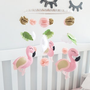 Flamingo Baby Mobile - Newborn gift - Tropical Nursery - Crib Mobile - Mobile Bebe