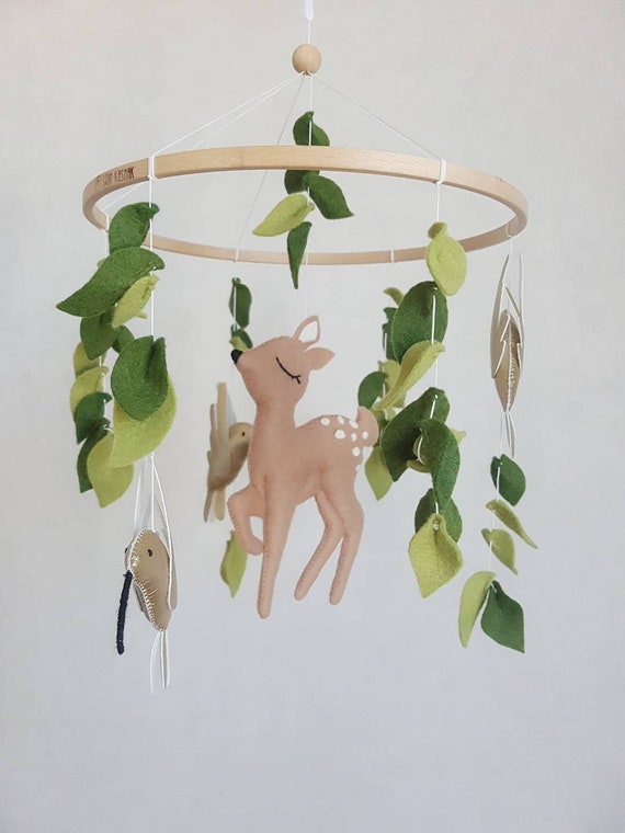 Deer Baby Mobile Gold Hummingbird Bambi Nursery Woodland Nursery