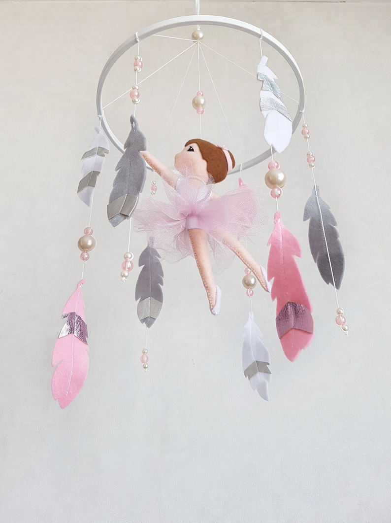 Ballerina Mobile Ballet Nursery Dream Catcher Feather Etsy