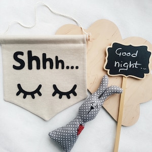 Sleepy Eyes Door Hanging - Eyelashes Decor  - Nursery Banner Reminder Sign - Baby shower Gift - Wall Canvas Banner