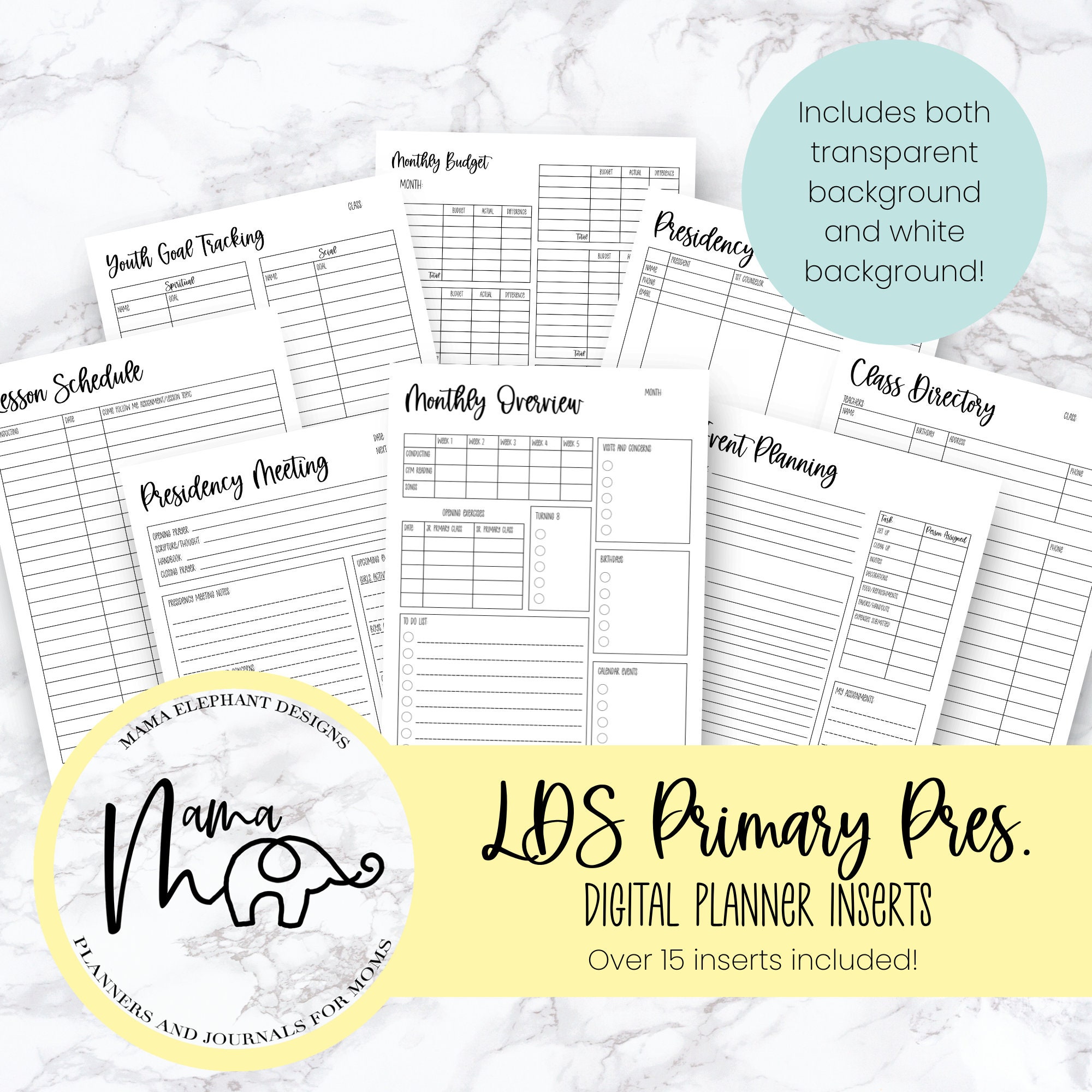 Primary Presidency Digital Planner Inserts LDS Primary - Etsy