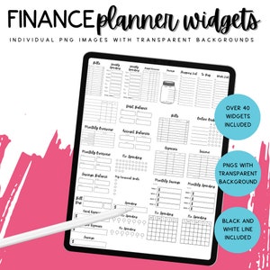 Finance Digital Planner Widgets, Budget Planner Stickers, Digital Bullet Journal Stickers, Savings Tracker, Spending Log, Monthly Budget