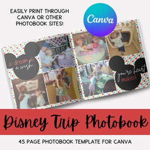 Vacation Photobook Template for Canva, Family Disney Album Template, Disneyland Memory Book Template, Photo Book Canva Template,