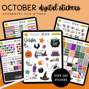 October Digital Planner Stickers, Halloween Sticker Kit, Holiday Goodnotes Stickers, Pumpkin Xodo Planner Stickers, Mom Planner Stickers