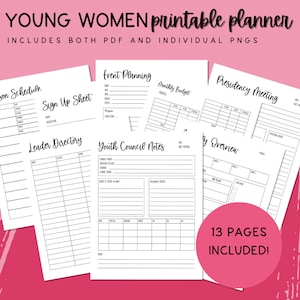 Young Women Presidency Digital Planner Inserts, LDS Young Women Presidency Binder, LDS Planner, Mormon Planner, Latter-day Saint Inserts