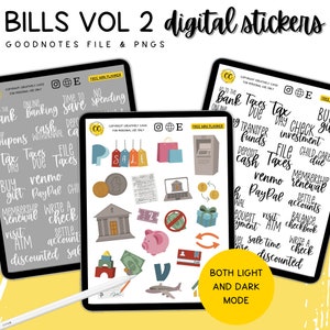 Bills Vol 2 Digital Planner Stickers, Finance GoodNotes Stickers, Bill Reminder Digital Bullet Journal Stickers, Utilities PNG Clipart